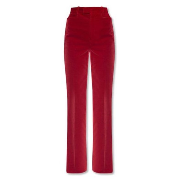 Gucci | Red Flared Velvet Trousers | Size 38 (US 0) - Picture 1 of 6
